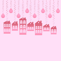 Fototapeta premium advertising banner or postcard - housewarming, sale or rental of housing on a turnkey basis. Apartments or houses