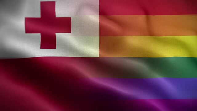 LGBT Tonga Flag Loop Background 4K