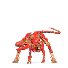 rusty raptor robot is ready to jump