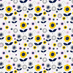 Seamless pattern. Flowers are drawn.