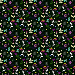 Seamless pattern. Flowers are drawn. 