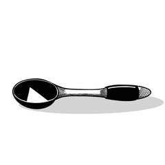 Drawn sketch of a tablespoon, kitchen utensils, doodle ink style