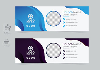 Email signature or corporate email signature template and personal social media templates with creative layout