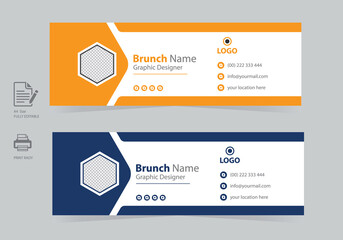 Email signature or corporate email signature template and social media cover templates with creative layout