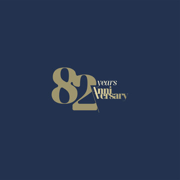 82 years anniversary logotype with modern minimalism style. Vector Template Design Illustration.