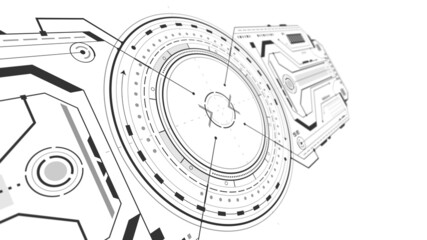 HUD digital futuristic interface screen design on white background.Digital technology . illustration.
