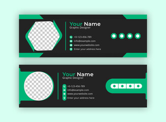 Business Email Signature Template Design. With Two Types Of Different Designs And Vector illustrations. And One Colors Variations
