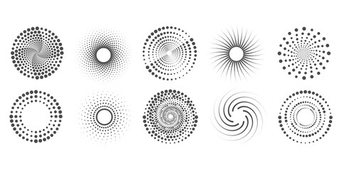 Set of circles from dots. Abstract dots Emblem Design.Frame Vector illustration.