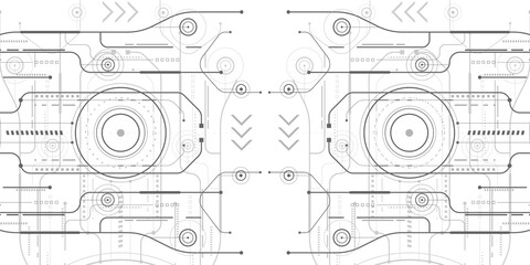 Technological drawing of the future.Engineering innovation.HUD digital design .Vector illustration.