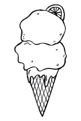 Vector hand drawn ice cream isolated on white backgrounds. Cute dessert illustration. For print, web, design, decor, logo.