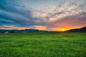 landscape at the sunset