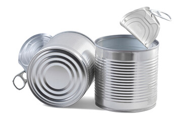 Open empty Tin Can Isolated on White Background