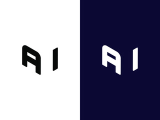 Initial letter AI minimalist and modern 3D logo design