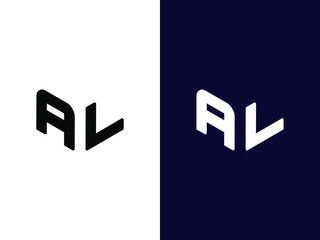 Initial letter AL minimalist and modern 3D logo design
