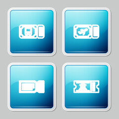 Fototapeta premium Set line Bus ticket, Airline, Ticket and Museum icon. Vector