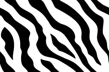 Tapeten Vollständige nahtlose Tapete für Zebra- und Tigerstreifen-Tierhautmuster. Schwarz-Weiß-Design für den Textildruck. Modisches und wohnliches Design passen. © MSK Design