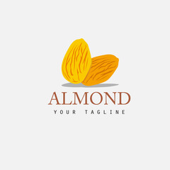 almond nut illustration logo design