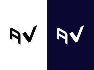 Initial letter AV minimalist and modern 3D logo design