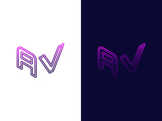 Initial letter AV minimalist and modern 3D logo design