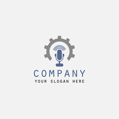 podcast and engine illustration logo design
