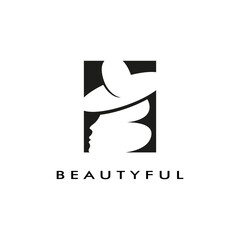 Beauty Women Logo. Abstract Letter B in Woman wearing Hat Silhouette Style. Suitable for Beauty Salon, Cosmetic and Spa Center Logos. Flat Vector Logo Design Template Elements.