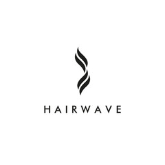 Abstract Hair Wave Logo. Black Two strands Hair Icon isolated on a white background. Flat Vector Logo Design Template Elements