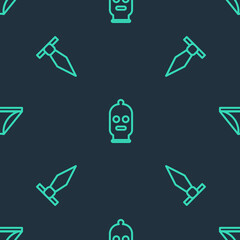 Set line Balaclava, Tie and Men underpants on seamless pattern. Vector