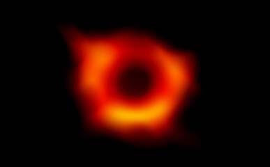 Fototapeta premium Abstract blurry illustration and visualization of black hole in black space.