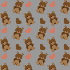 cute bears and hearts kids pattern
