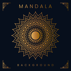 Naklejka premium Luxury Mandala Floral Background Golden Color
