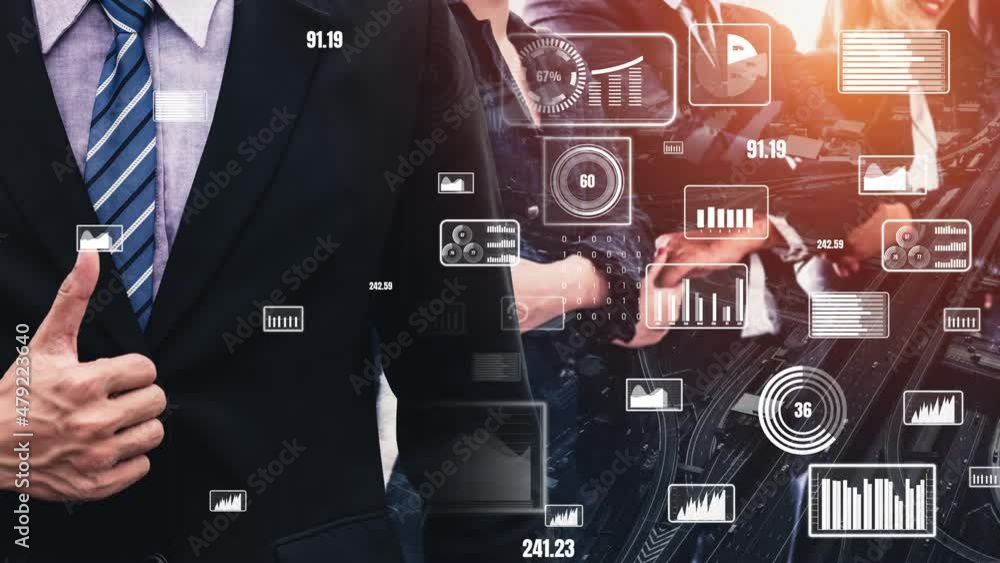 Poster conceptual business dashboard for financial data analysis . 3d render computer graphic .