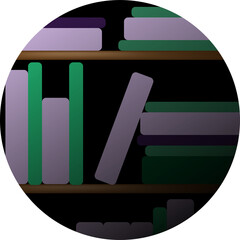 dark circle icon of books