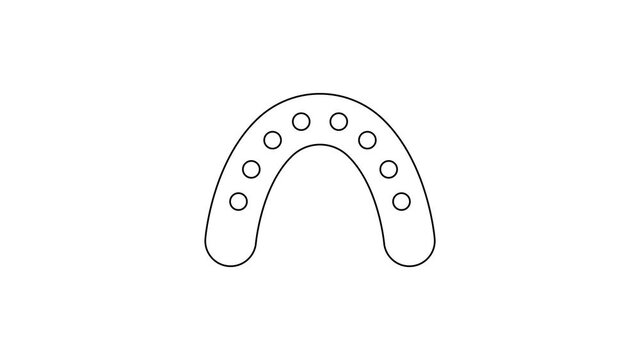 Black line Mouth guard boxer icon isolated on white background. 4K Video motion graphic animation