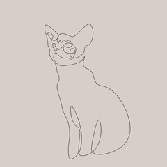 one line art hand drawing cat