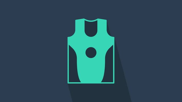 Turquoise Boxing jersey and t-shirt icon isolated on blue background. 4K Video motion graphic animation