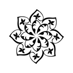 Vector black-white mandala with touches of nature