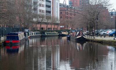 Boats sailing on the Manchester Ship Canal