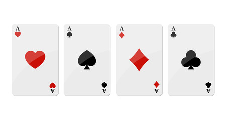 Four Aces playing cards isolated on white background