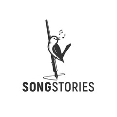 song stories, bird, pen logo inspiration