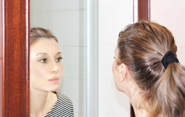 Magic anti-aging cream.Applying the cream.