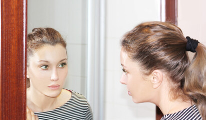 Magic anti-aging cream.Applying the cream.