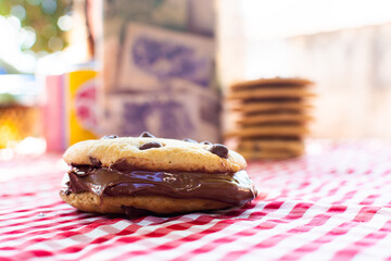 cookies candy  sweet food snack sugar gourmet cookies nutella chocolate  milk cream  chocolate  milk cream background for instagram