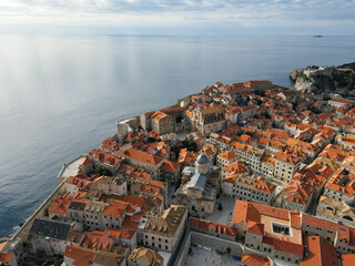 aerial view of Dubrovnik city and sights in Croatia