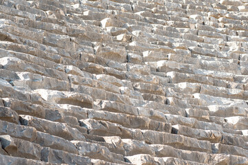 old stone tribunes of ruined ancient amphitheate in Myra, Turkey