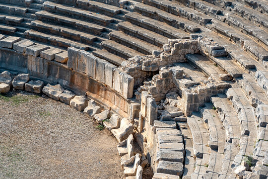 tribunes of ruined ancient amphitheate in Myra, Turkey