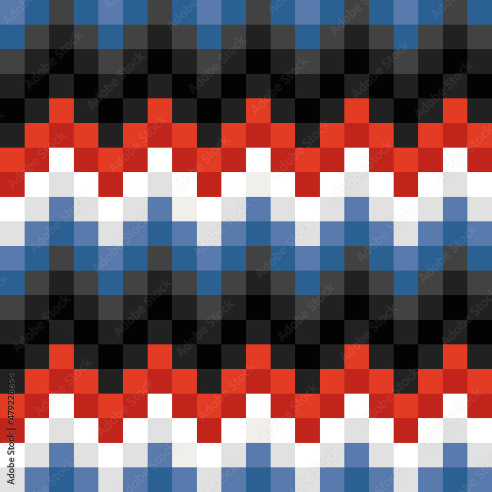 Poster a pixel pattern of their red, white, blue and black pixel rows.