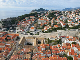 Naklejka na ściany i meble aerial view of Dubrovnik city and sights in Croatia