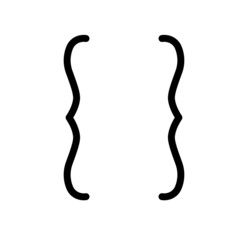 Curly brackets punctuation mark, hand drawn symbol, typography vector illustration