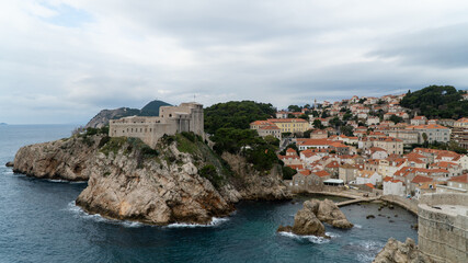 Fototapeta na wymiar aerial view of Dubrovnik city and sights in Croatia