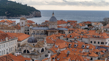 aerial view of Dubrovnik city and sights in Croatia